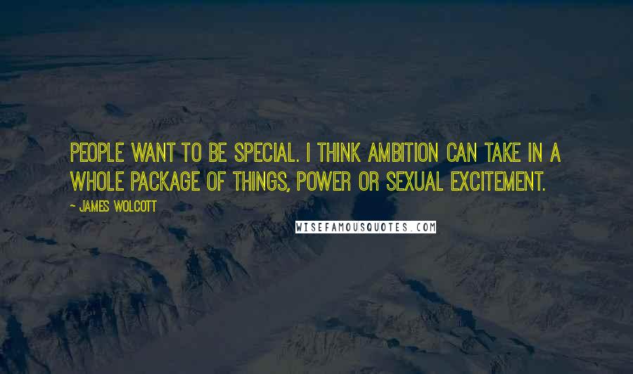 James Wolcott Quotes: People want to be special. I think ambition can take in a whole package of things, power or sexual excitement.