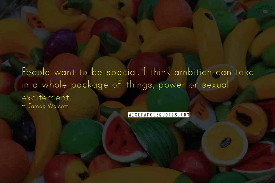 James Wolcott Quotes: People want to be special. I think ambition can take in a whole package of things, power or sexual excitement.