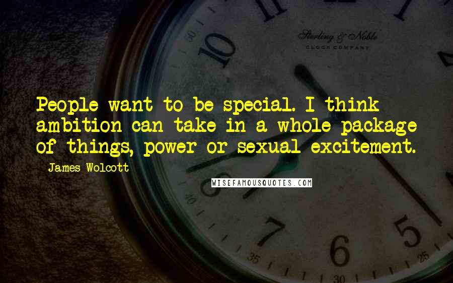 James Wolcott Quotes: People want to be special. I think ambition can take in a whole package of things, power or sexual excitement.