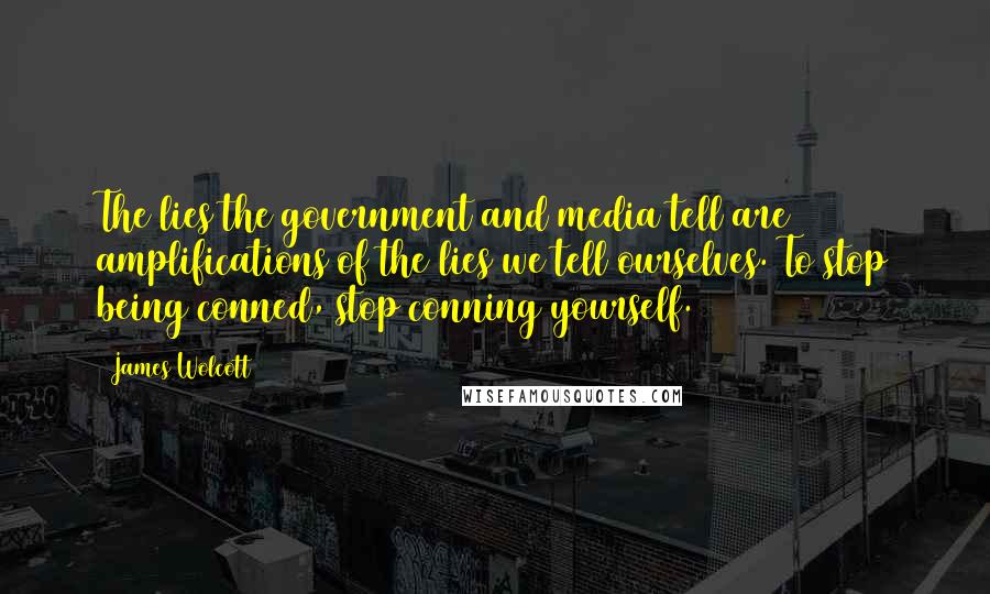James Wolcott Quotes: The lies the government and media tell are amplifications of the lies we tell ourselves. To stop being conned, stop conning yourself.