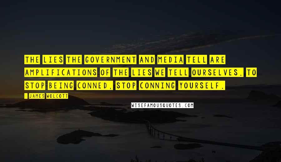 James Wolcott Quotes: The lies the government and media tell are amplifications of the lies we tell ourselves. To stop being conned, stop conning yourself.