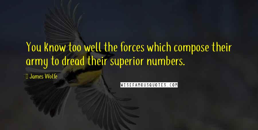 James Wolfe Quotes: You know too well the forces which compose their army to dread their superior numbers.