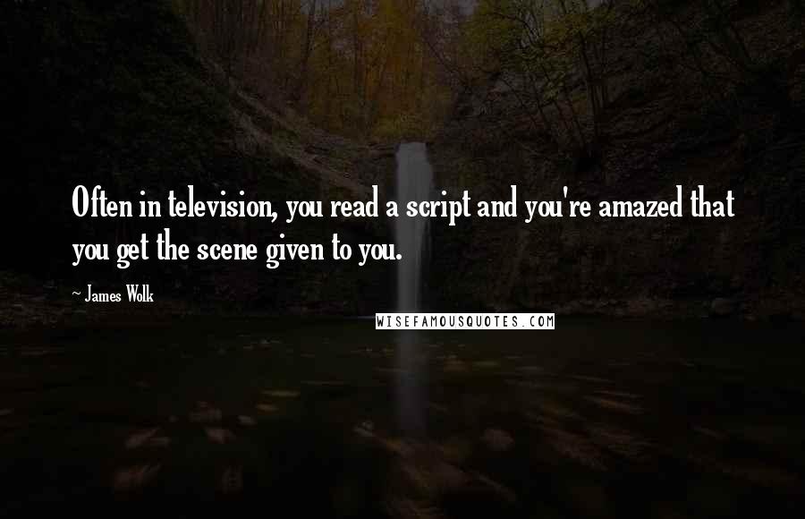 James Wolk Quotes: Often in television, you read a script and you're amazed that you get the scene given to you.