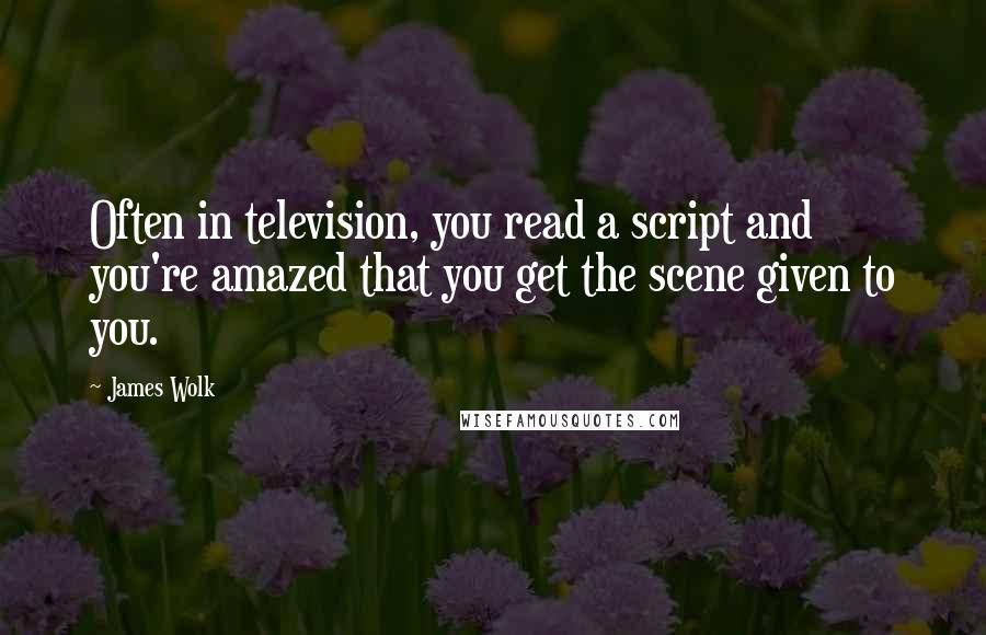 James Wolk Quotes: Often in television, you read a script and you're amazed that you get the scene given to you.