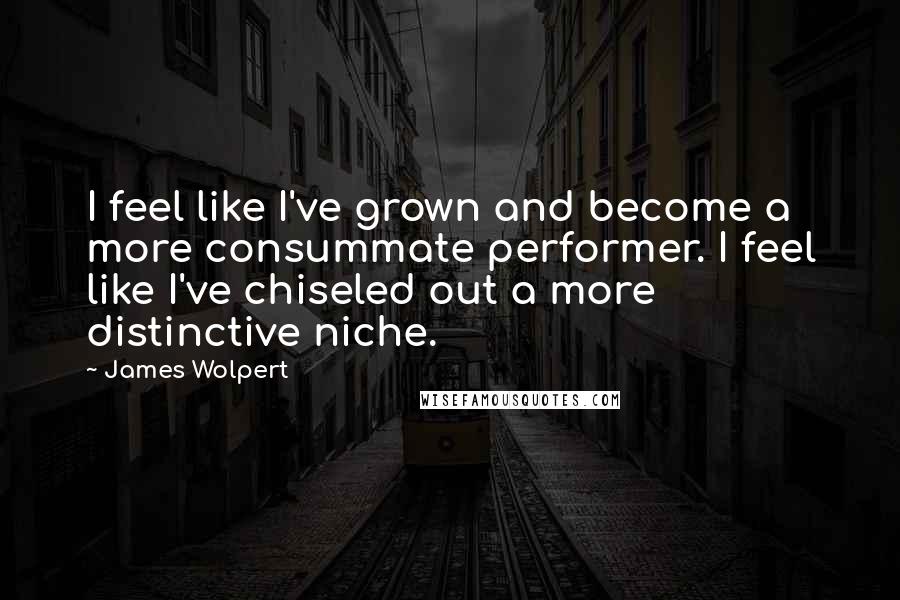 James Wolpert Quotes: I feel like I've grown and become a more consummate performer. I feel like I've chiseled out a more distinctive niche.