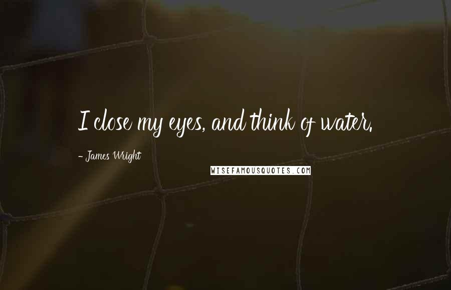 James Wright Quotes: I close my eyes, and think of water.