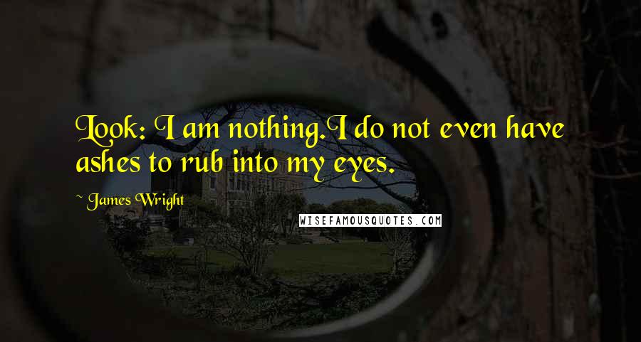 James Wright Quotes: Look: I am nothing.I do not even have ashes to rub into my eyes.