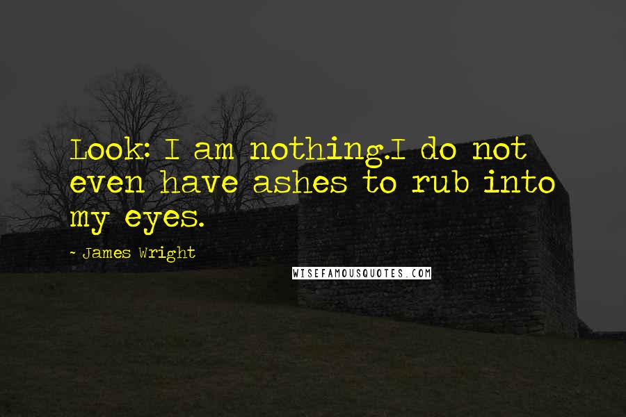 James Wright Quotes: Look: I am nothing.I do not even have ashes to rub into my eyes.