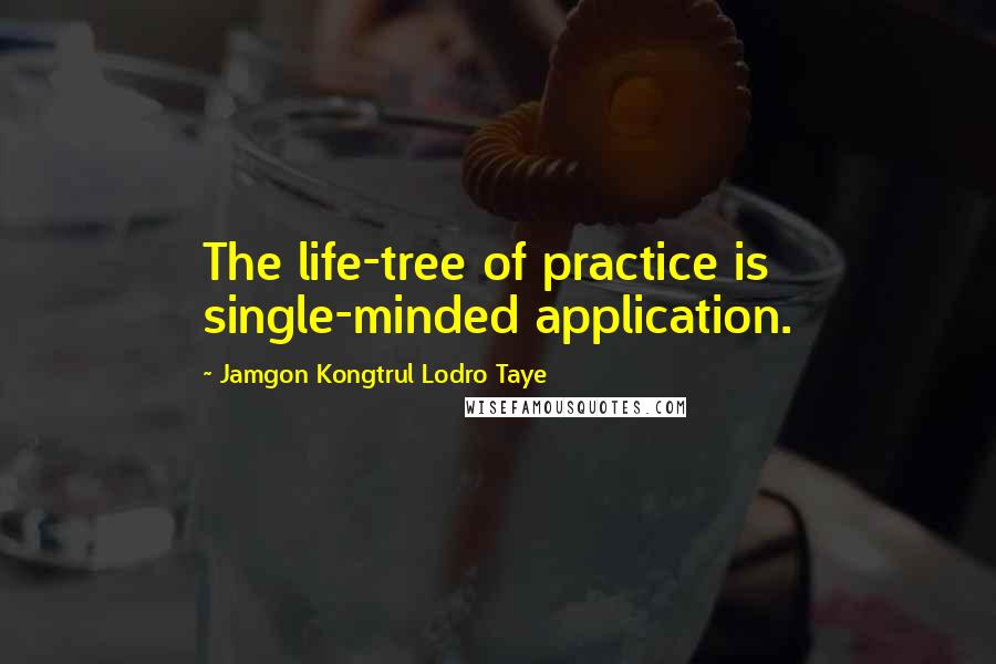 Jamgon Kongtrul Lodro Taye Quotes: The life-tree of practice is single-minded application.