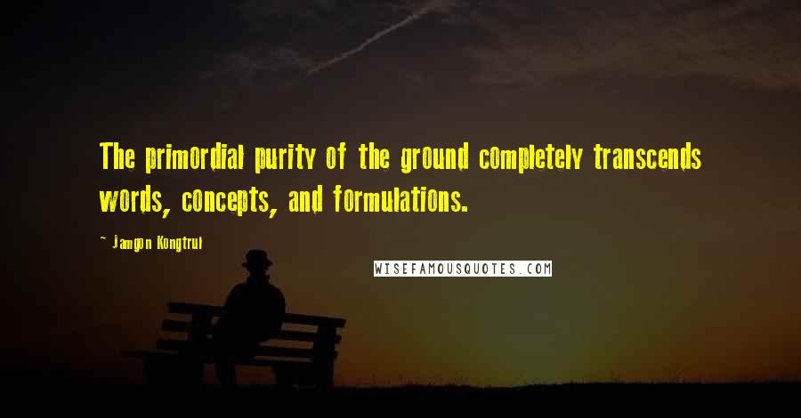 Jamgon Kongtrul Quotes: The primordial purity of the ground completely transcends words, concepts, and formulations.