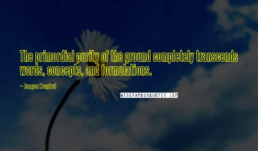 Jamgon Kongtrul Quotes: The primordial purity of the ground completely transcends words, concepts, and formulations.