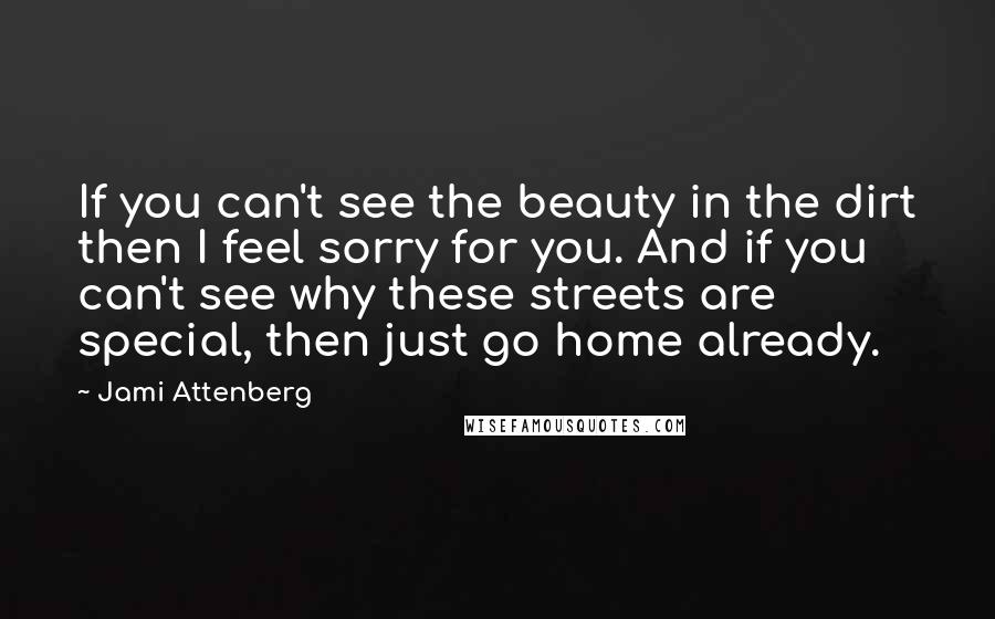 Jami Attenberg Quotes: If you can't see the beauty in the dirt then I feel sorry for you. And if you can't see why these streets are special, then just go home already.