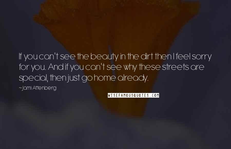 Jami Attenberg Quotes: If you can't see the beauty in the dirt then I feel sorry for you. And if you can't see why these streets are special, then just go home already.