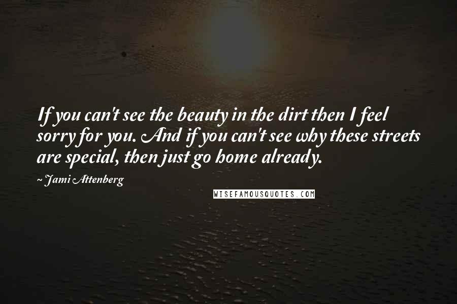 Jami Attenberg Quotes: If you can't see the beauty in the dirt then I feel sorry for you. And if you can't see why these streets are special, then just go home already.