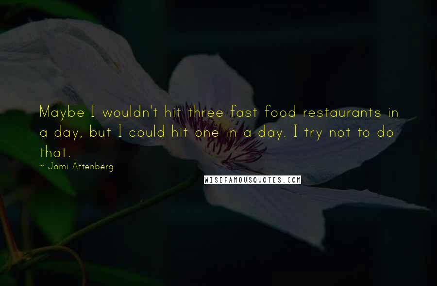 Jami Attenberg Quotes: Maybe I wouldn't hit three fast food restaurants in a day, but I could hit one in a day. I try not to do that.