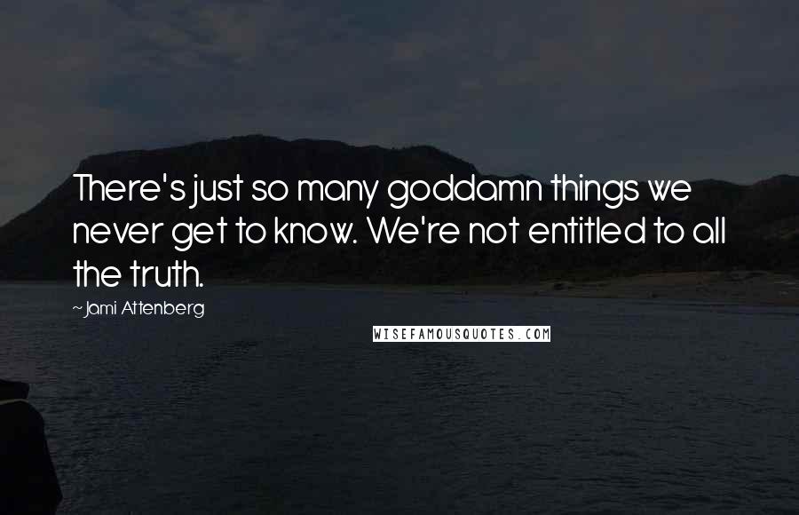 Jami Attenberg Quotes: There's just so many goddamn things we never get to know. We're not entitled to all the truth.