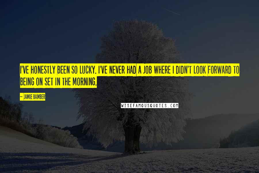 Jamie Bamber Quotes: I've honestly been so lucky. I've never had a job where I didn't look forward to being on set in the morning.