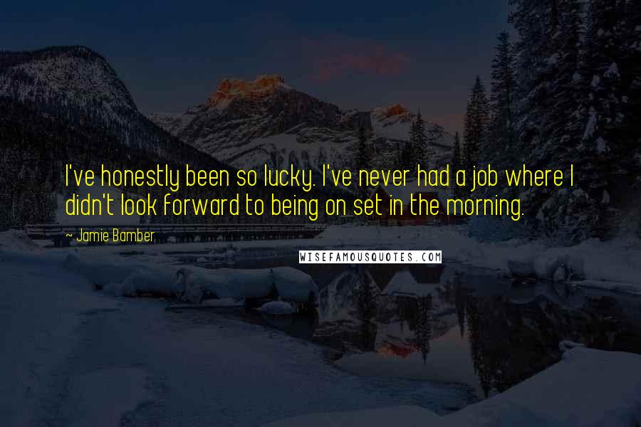 Jamie Bamber Quotes: I've honestly been so lucky. I've never had a job where I didn't look forward to being on set in the morning.