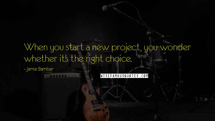 Jamie Bamber Quotes: When you start a new project, you wonder whether it's the right choice.