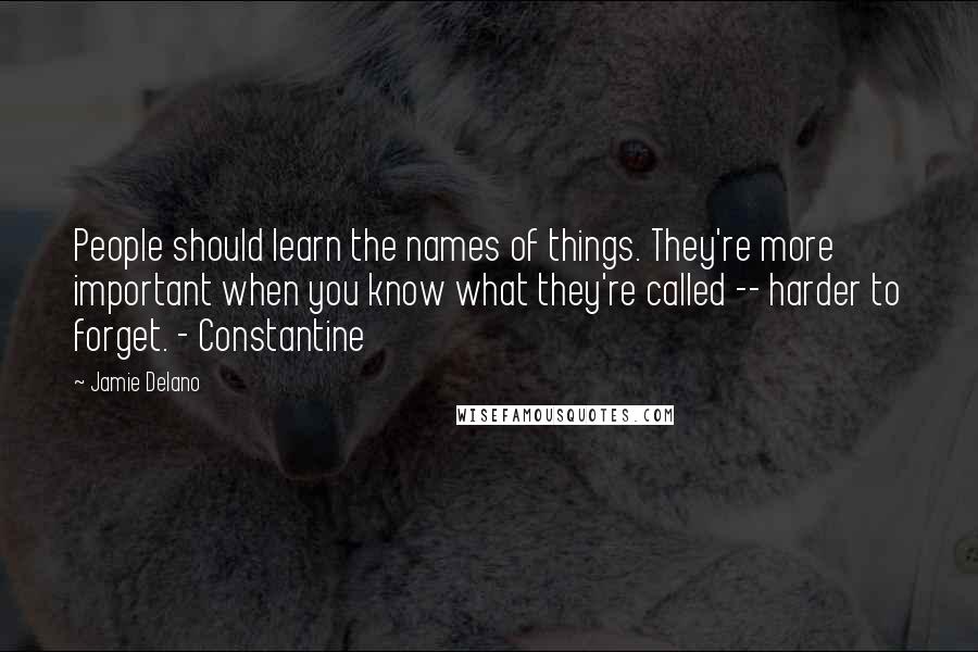 Jamie Delano Quotes: People should learn the names of things. They're more important when you know what they're called -- harder to forget. - Constantine