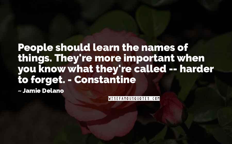 Jamie Delano Quotes: People should learn the names of things. They're more important when you know what they're called -- harder to forget. - Constantine