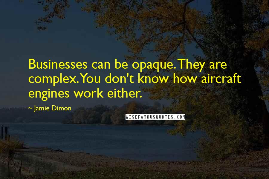 Jamie Dimon Quotes: Businesses can be opaque. They are complex. You don't know how aircraft engines work either.