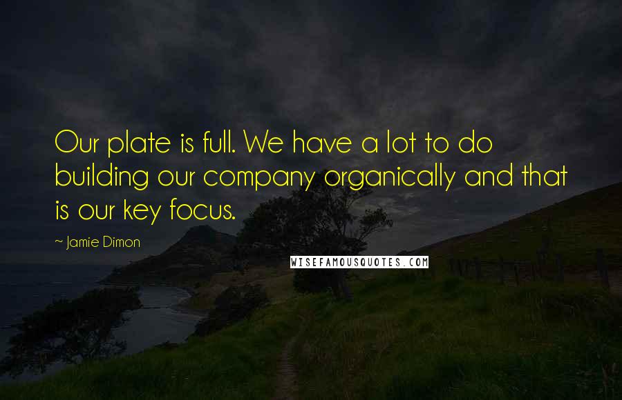 Jamie Dimon Quotes: Our plate is full. We have a lot to do building our company organically and that is our key focus.