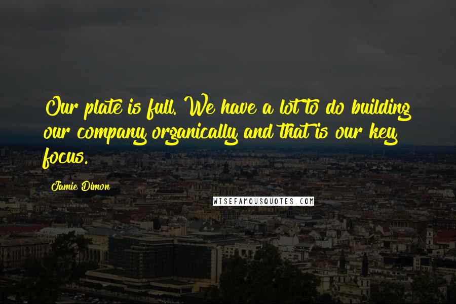 Jamie Dimon Quotes: Our plate is full. We have a lot to do building our company organically and that is our key focus.