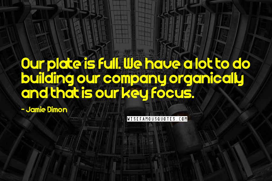 Jamie Dimon Quotes: Our plate is full. We have a lot to do building our company organically and that is our key focus.
