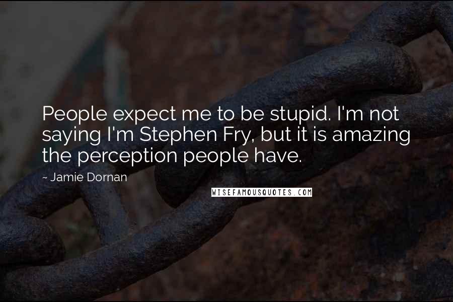 Jamie Dornan Quotes: People expect me to be stupid. I'm not saying I'm Stephen Fry, but it is amazing the perception people have.