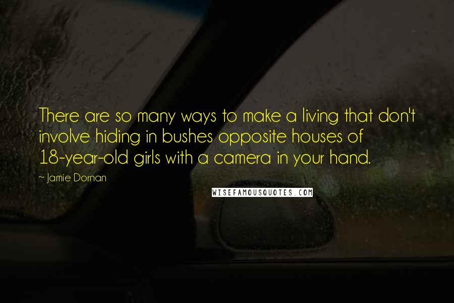 Jamie Dornan Quotes: There are so many ways to make a living that don't involve hiding in bushes opposite houses of 18-year-old girls with a camera in your hand.