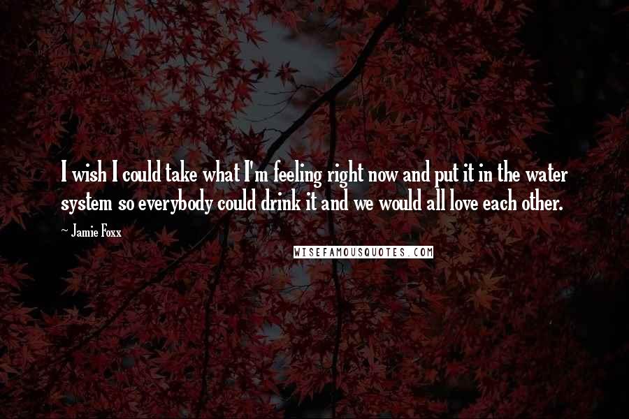 Jamie Foxx Quotes: I wish I could take what I'm feeling right now and put it in the water system so everybody could drink it and we would all love each other.