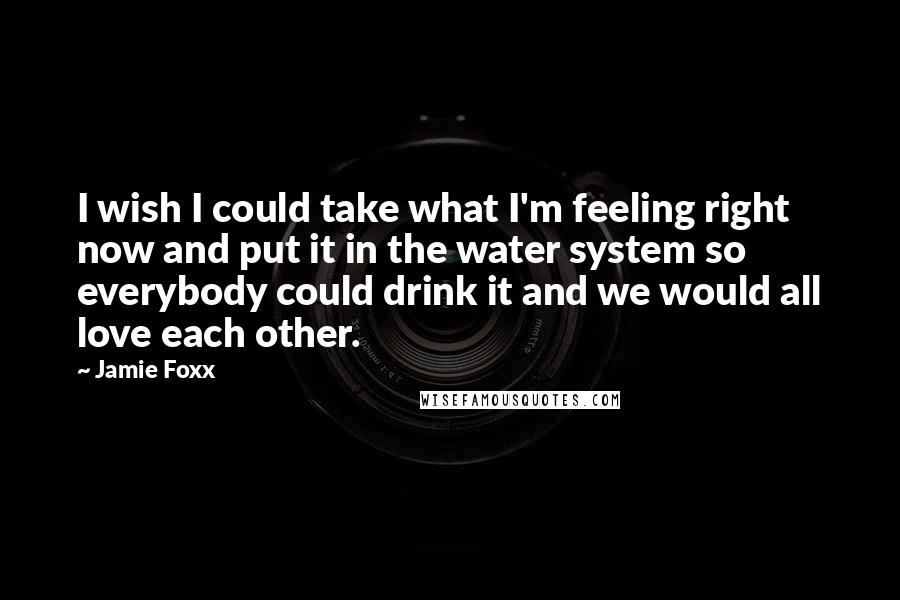 Jamie Foxx Quotes: I wish I could take what I'm feeling right now and put it in the water system so everybody could drink it and we would all love each other.