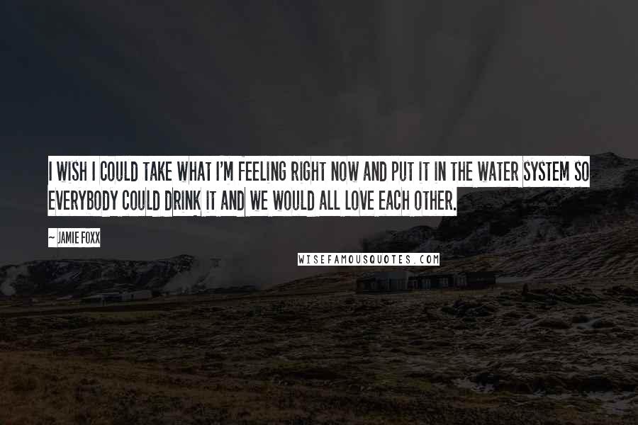 Jamie Foxx Quotes: I wish I could take what I'm feeling right now and put it in the water system so everybody could drink it and we would all love each other.