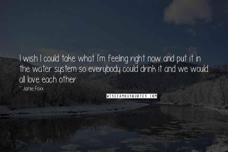 Jamie Foxx Quotes: I wish I could take what I'm feeling right now and put it in the water system so everybody could drink it and we would all love each other.