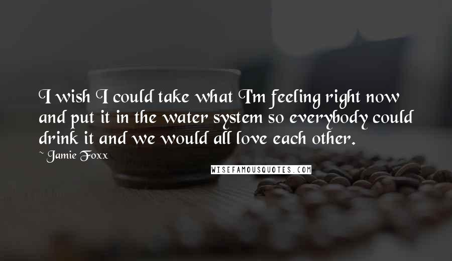 Jamie Foxx Quotes: I wish I could take what I'm feeling right now and put it in the water system so everybody could drink it and we would all love each other.