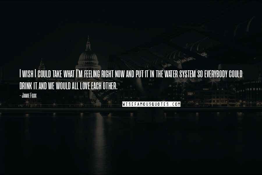 Jamie Foxx Quotes: I wish I could take what I'm feeling right now and put it in the water system so everybody could drink it and we would all love each other.