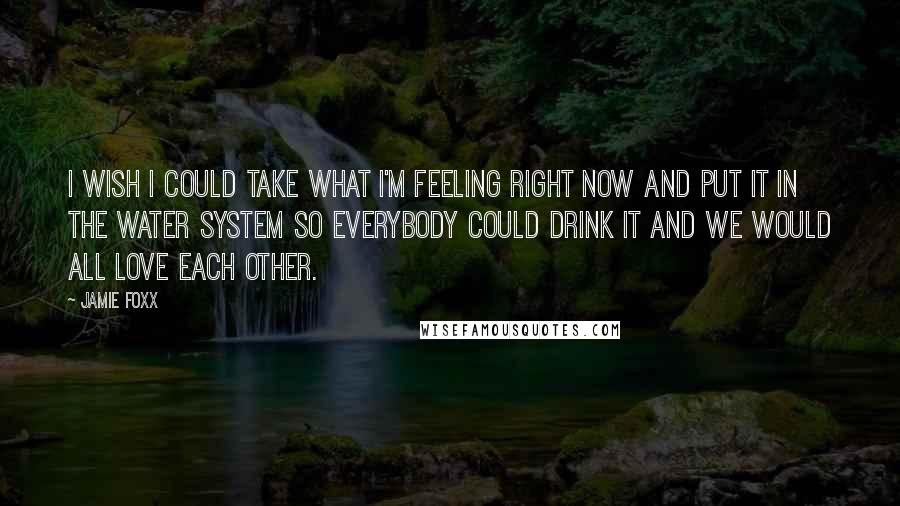 Jamie Foxx Quotes: I wish I could take what I'm feeling right now and put it in the water system so everybody could drink it and we would all love each other.