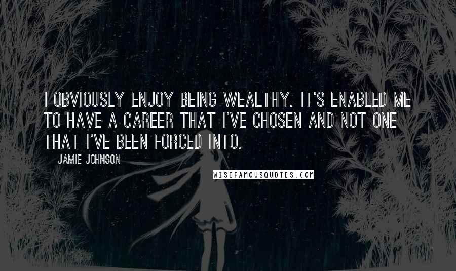 Jamie Johnson Quotes: I obviously enjoy being wealthy. It's enabled me to have a career that I've chosen and not one that I've been forced into.