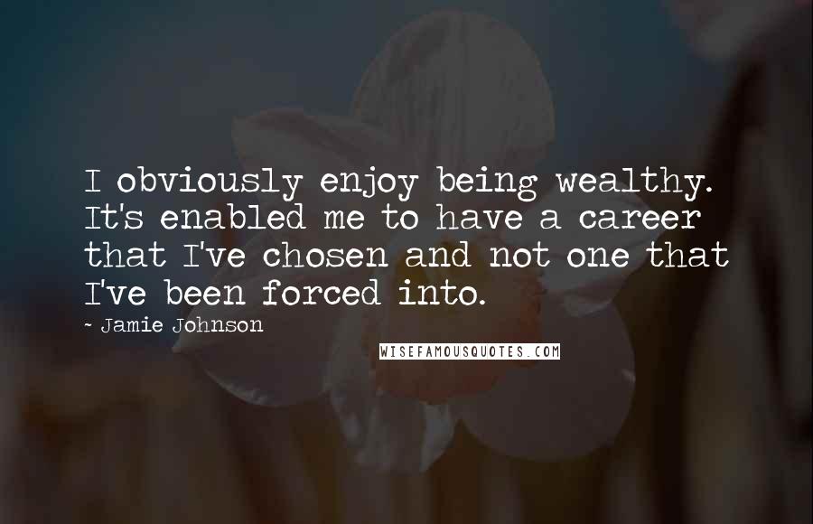 Jamie Johnson Quotes: I obviously enjoy being wealthy. It's enabled me to have a career that I've chosen and not one that I've been forced into.