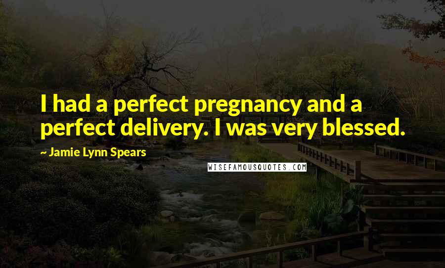 Jamie Lynn Spears Quotes: I had a perfect pregnancy and a perfect delivery. I was very blessed.