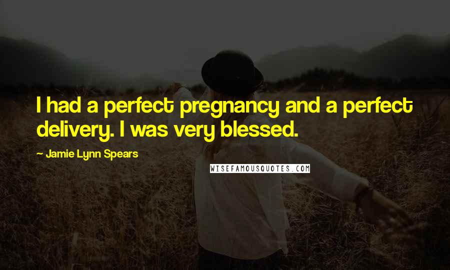 Jamie Lynn Spears Quotes: I had a perfect pregnancy and a perfect delivery. I was very blessed.