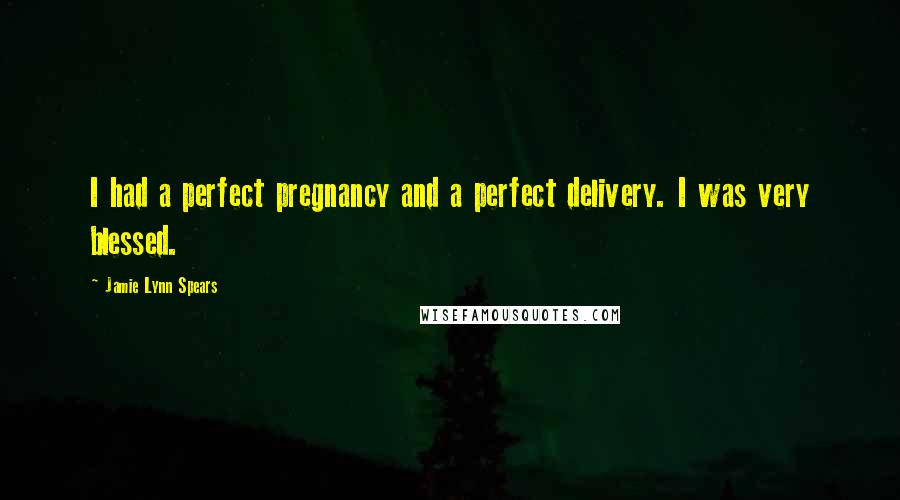 Jamie Lynn Spears Quotes: I had a perfect pregnancy and a perfect delivery. I was very blessed.