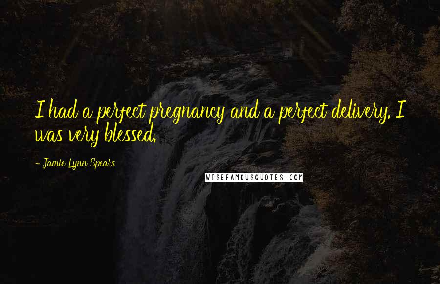 Jamie Lynn Spears Quotes: I had a perfect pregnancy and a perfect delivery. I was very blessed.