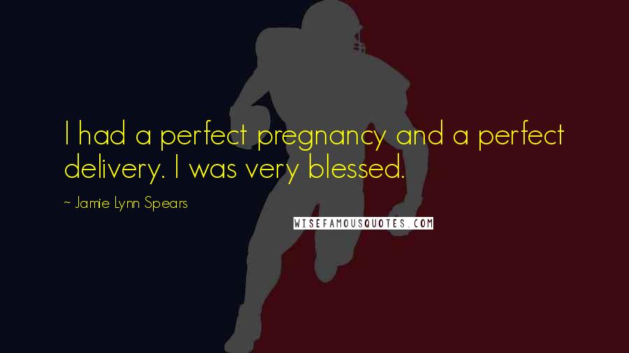 Jamie Lynn Spears Quotes: I had a perfect pregnancy and a perfect delivery. I was very blessed.