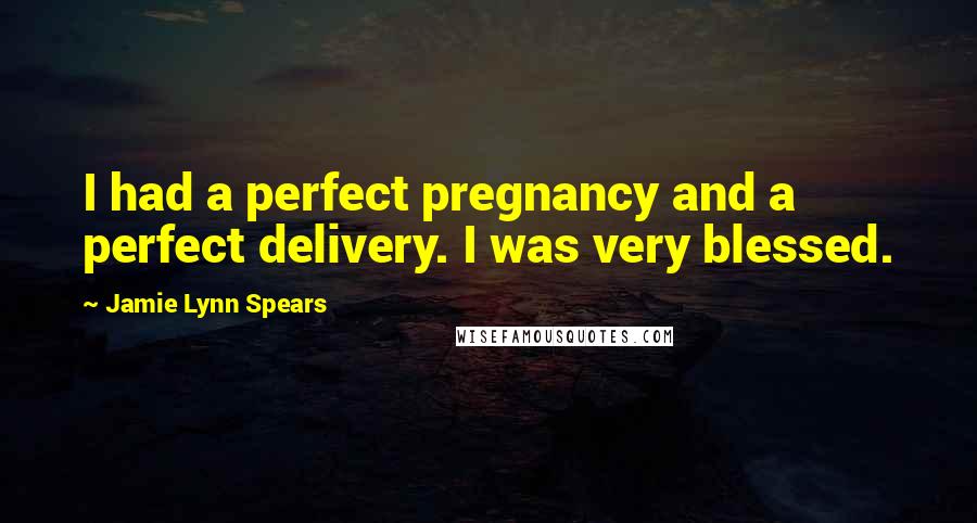 Jamie Lynn Spears Quotes: I had a perfect pregnancy and a perfect delivery. I was very blessed.