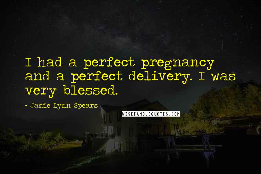 Jamie Lynn Spears Quotes: I had a perfect pregnancy and a perfect delivery. I was very blessed.