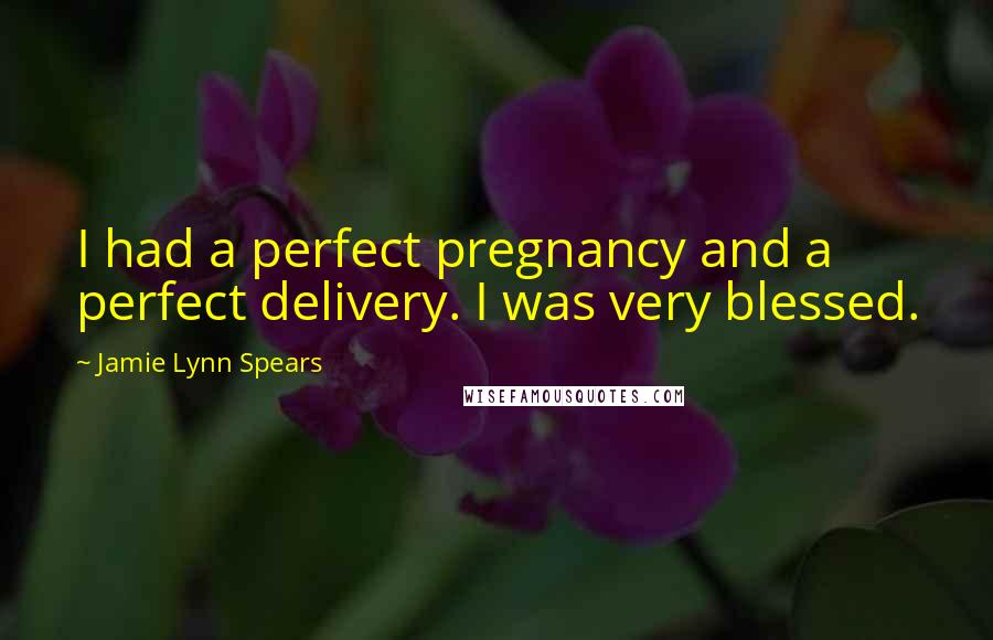 Jamie Lynn Spears Quotes: I had a perfect pregnancy and a perfect delivery. I was very blessed.