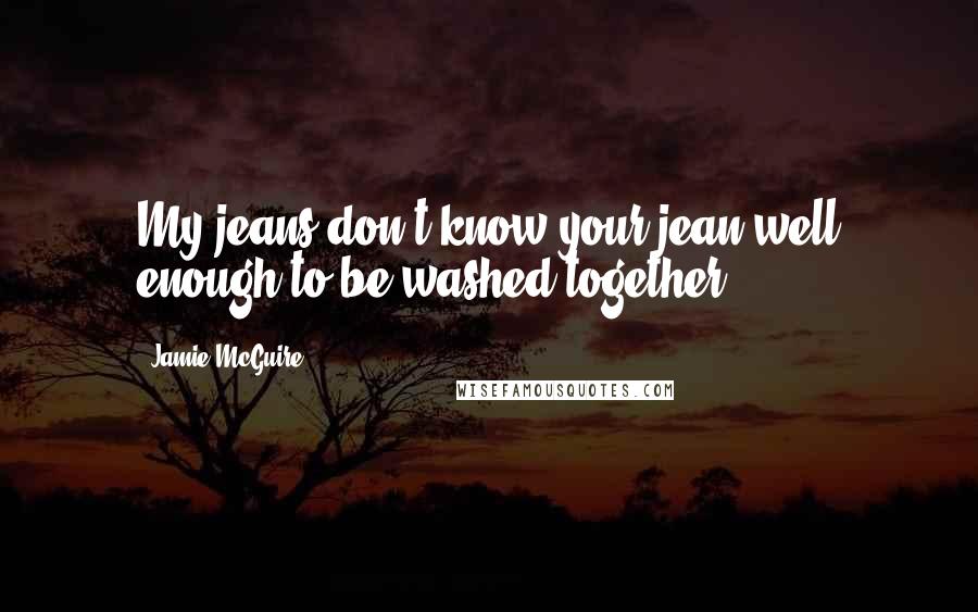 Jamie McGuire Quotes: My jeans don't know your jean well enough to be washed together.