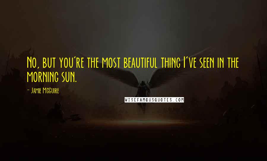 Jamie McGuire Quotes: No, but you're the most beautiful thing I've seen in the morning sun.